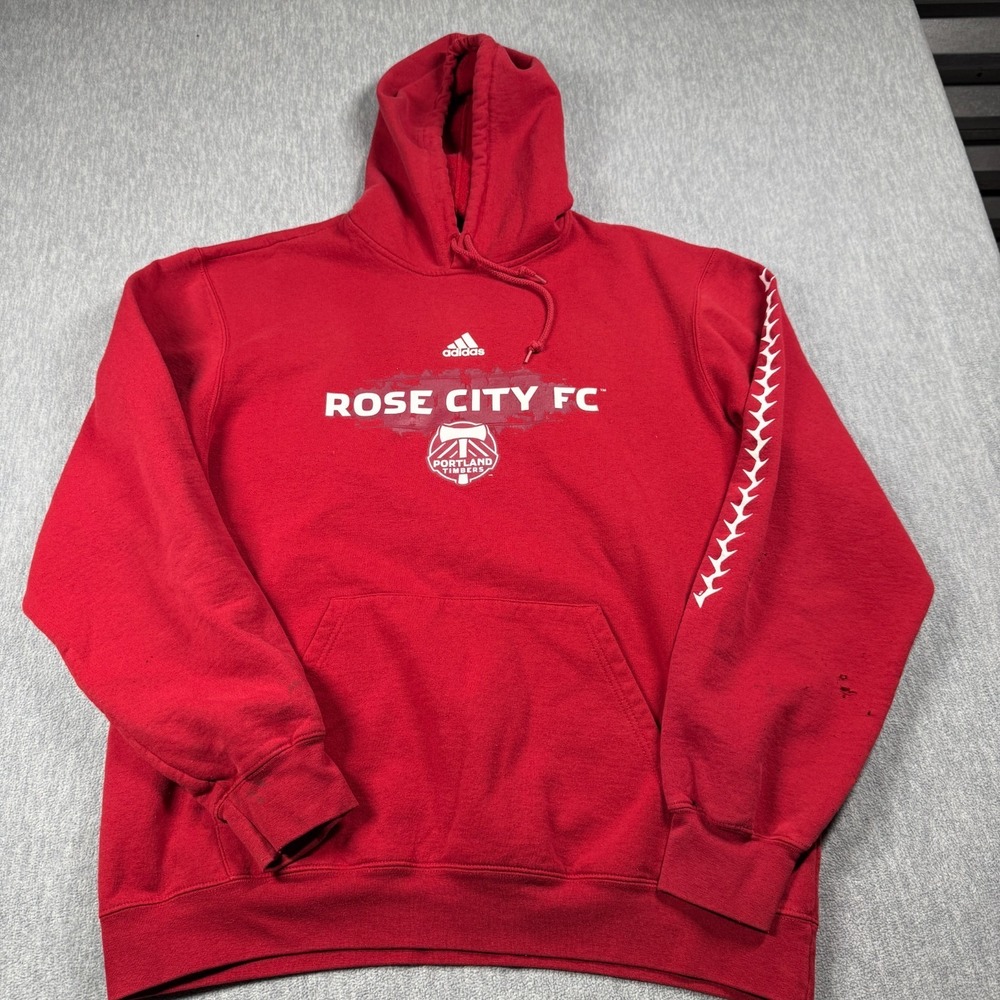 Adidas Hoodie Sweatshirt Mens XL Red Portland Timbers Rose City FC Soccer Graphi